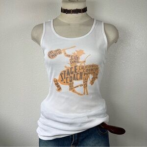 White Tank Top with Orange Graphic